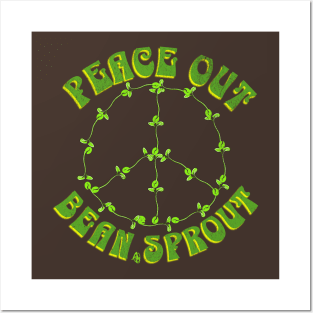 Peace Out Bean Sprout Funny Peace Vegetable Posters and Art